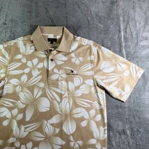 Monterey Club XL Floral Golf Polo Shirt Kauai Lagoons Tan White